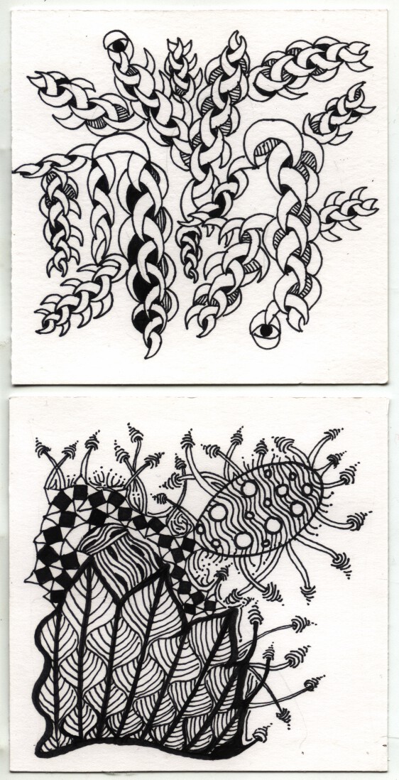 Two zentangle doodles